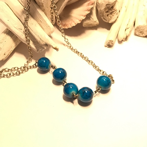 Express Gold and Turquoise Coloured Necklace.